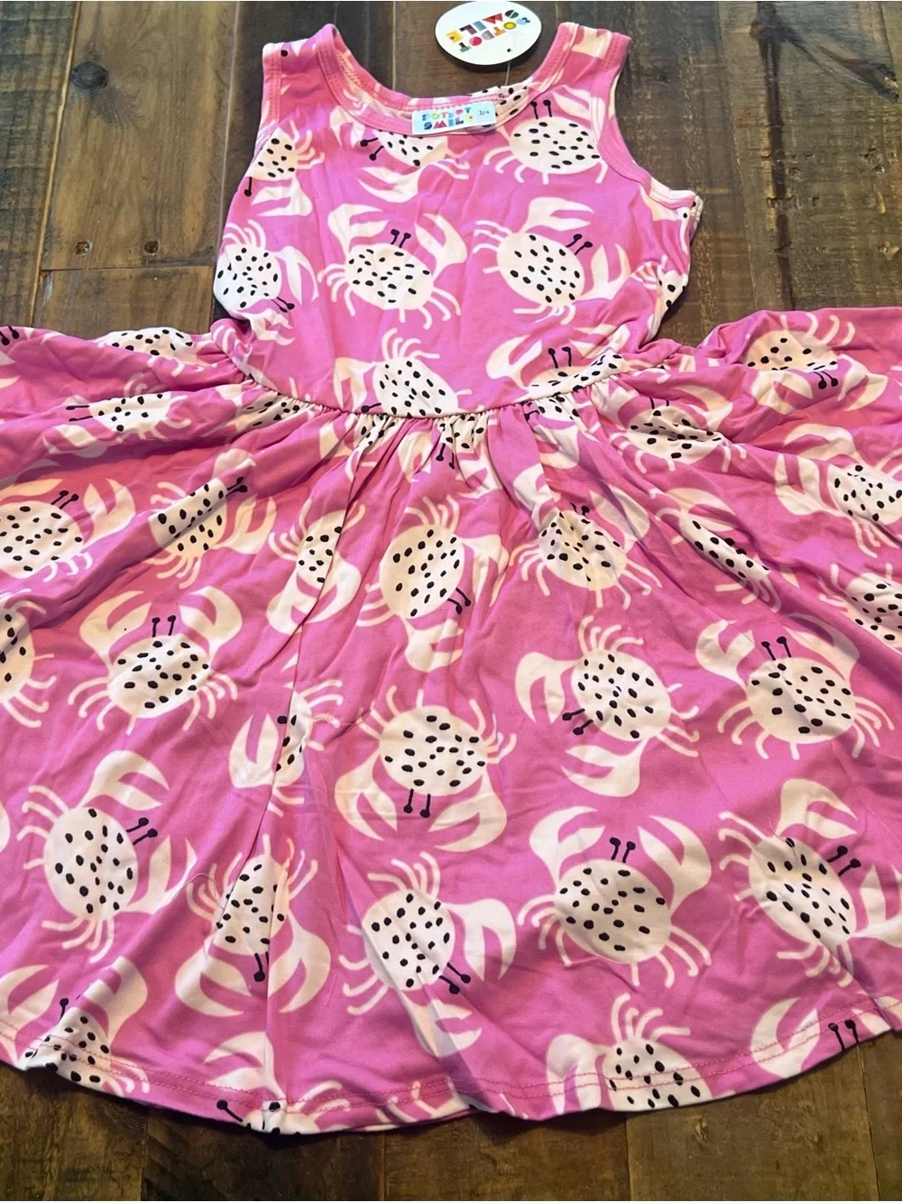 Dot Dot Smile size 3/4 girls pink crab tank twirl dress new
